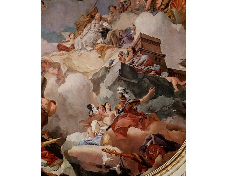 Frescoes in the Royal Palace of Madrid, scene, apotheosis of the Spanish royal family
