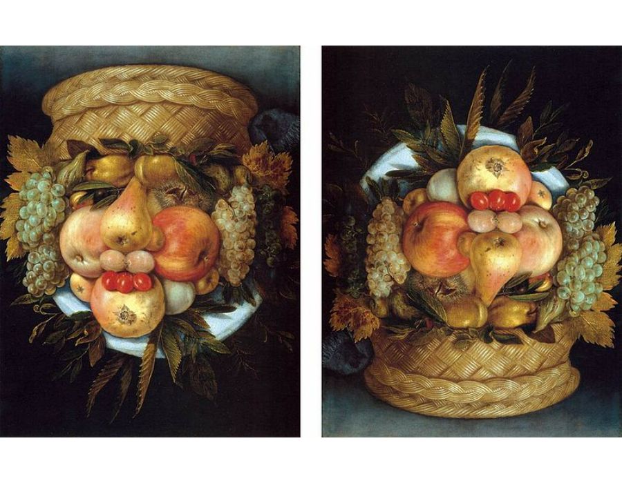 Reversible Head with Basket of Fruit
