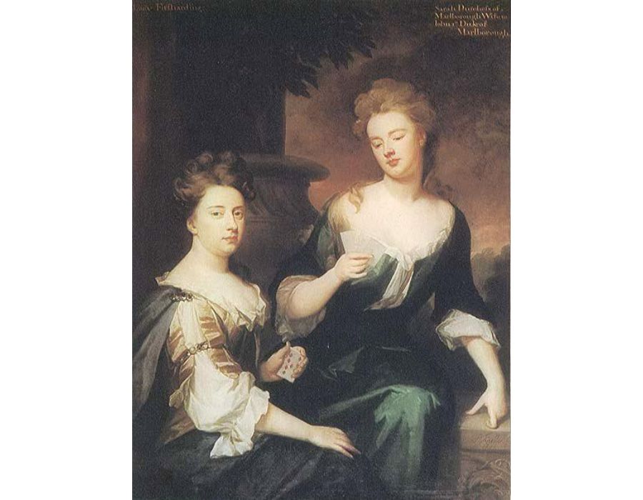 Sarah Duchess of Marlborough 1660-1744 playing cards with Lady Fitzharding