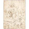 A Hell scene with a fish-monster with a wheel in its mounth Painting by Hieronymus Bosch