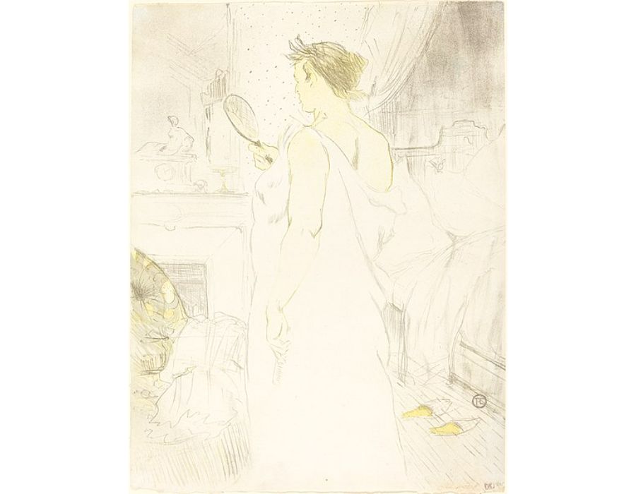Elles: Woman Looking into a Hand Held Mirror 