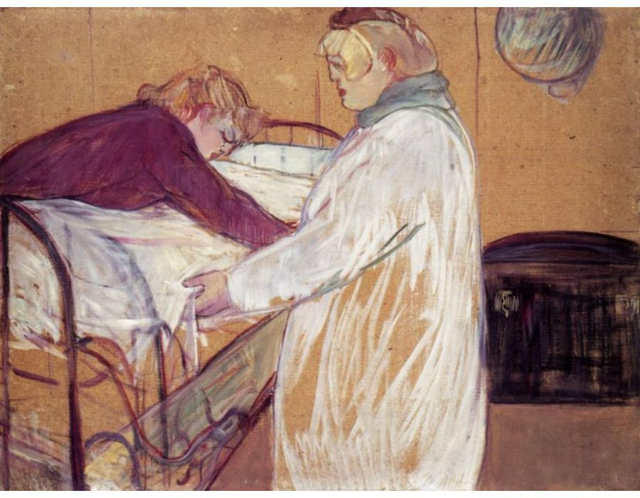 Deux femmes faisant leur lit 