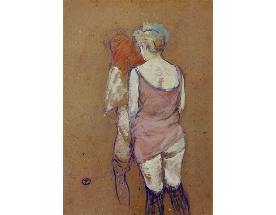 Two Half Naked Women Seen From Behind In The Rue Des Moulins Brothel 