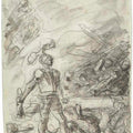 Orlando subdues a brigand with a fire brand Painting by Jean-Honore