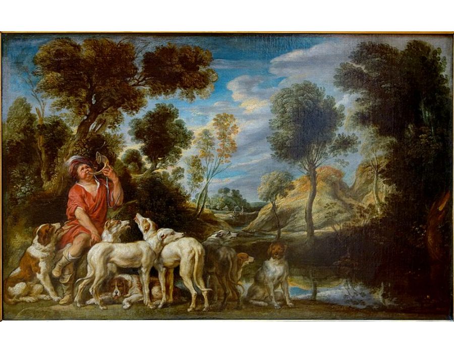 Hunter with his dogs 