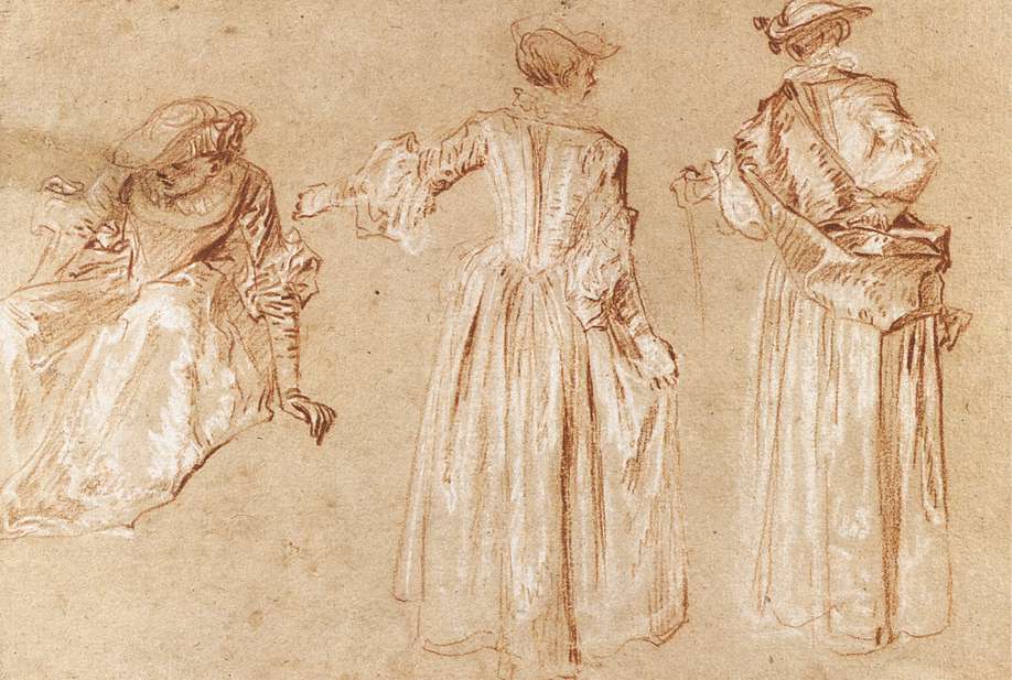 Three Studies of a Lady with a Hat c. 1715 