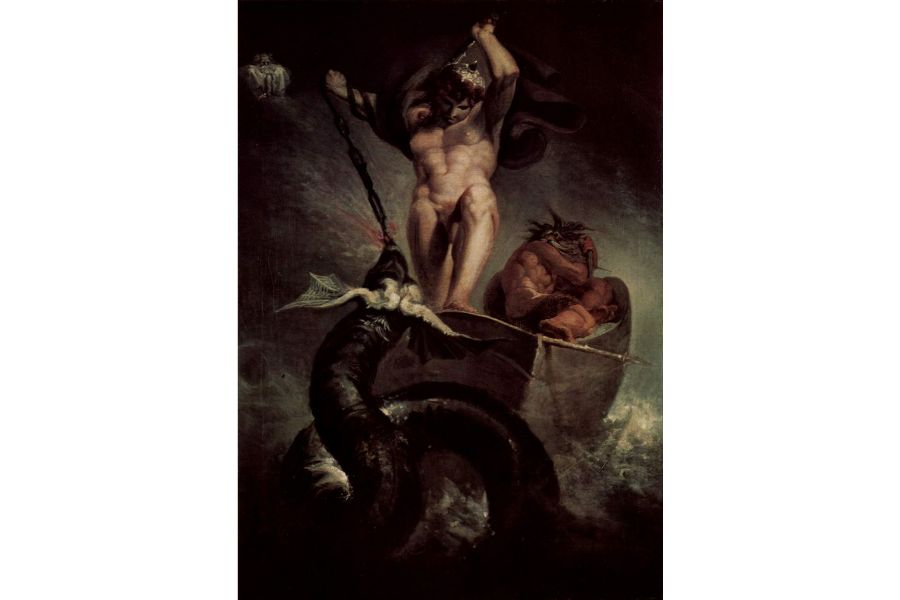 Thor in the Boat of Hymir Painting by Johann Henry Fuseli