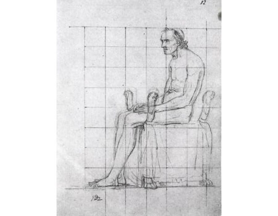 Nude study of Pope Pius VII Painting by Jacques Louis David