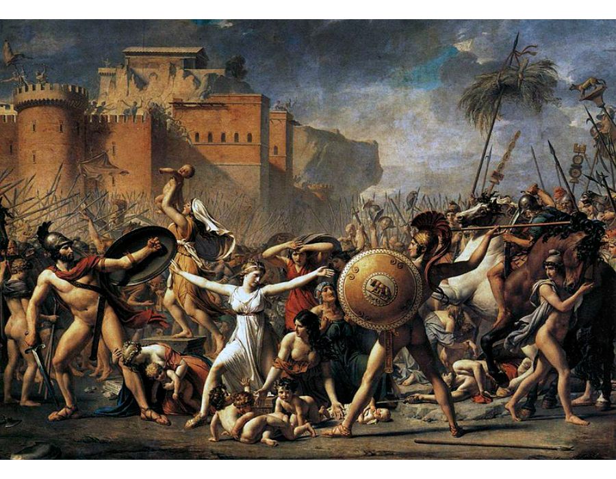 The Intervention of the Sabine Women Painting by Jacques Louis David.