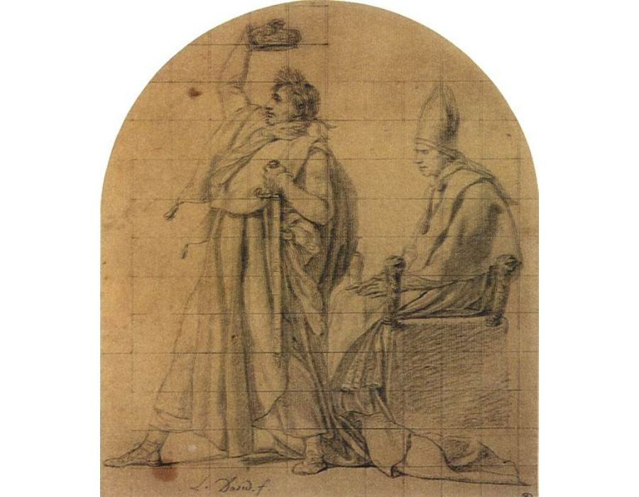 Napoleon Holding Josephine's Crown 1805 Painting by Jacques Louis David