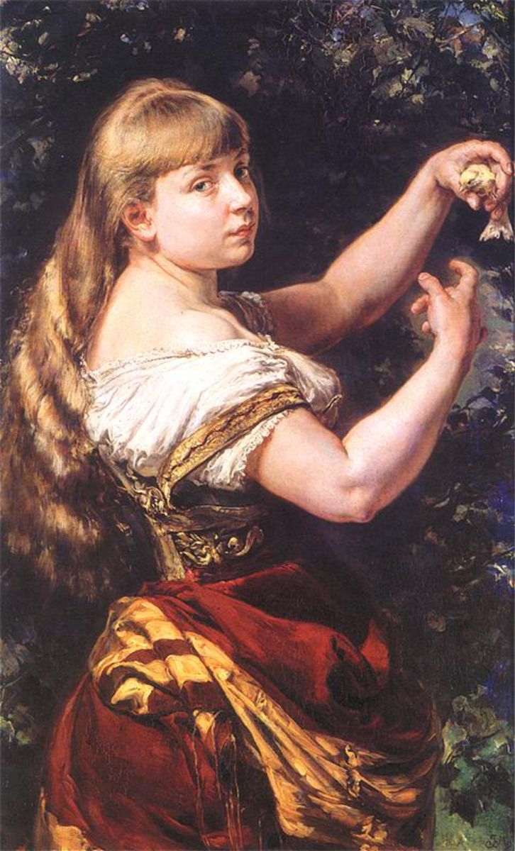 Portrait of a daughter Beata Painting by Jan Matejko