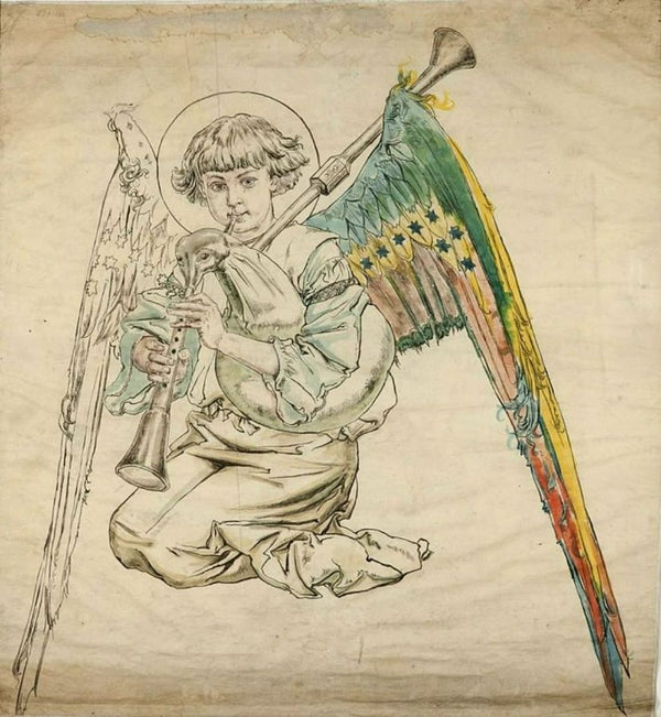 Angel with flutes Painting by Jan Matejko