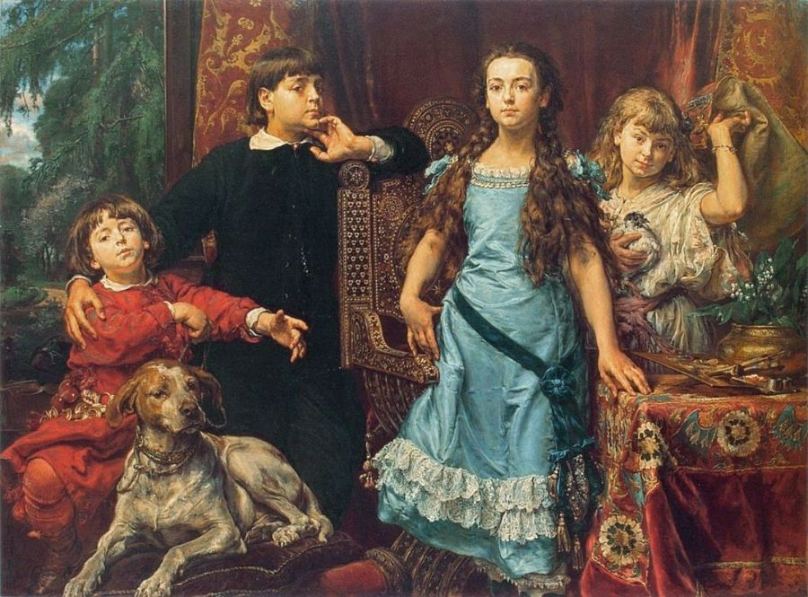 Artist's Children Painting by Jan Matejko