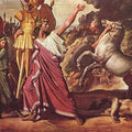 Romulus, the winner of Acron, carries the rich spoils in the temple of Zeus 