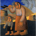 A Peasant Woman With Buckets And A Child