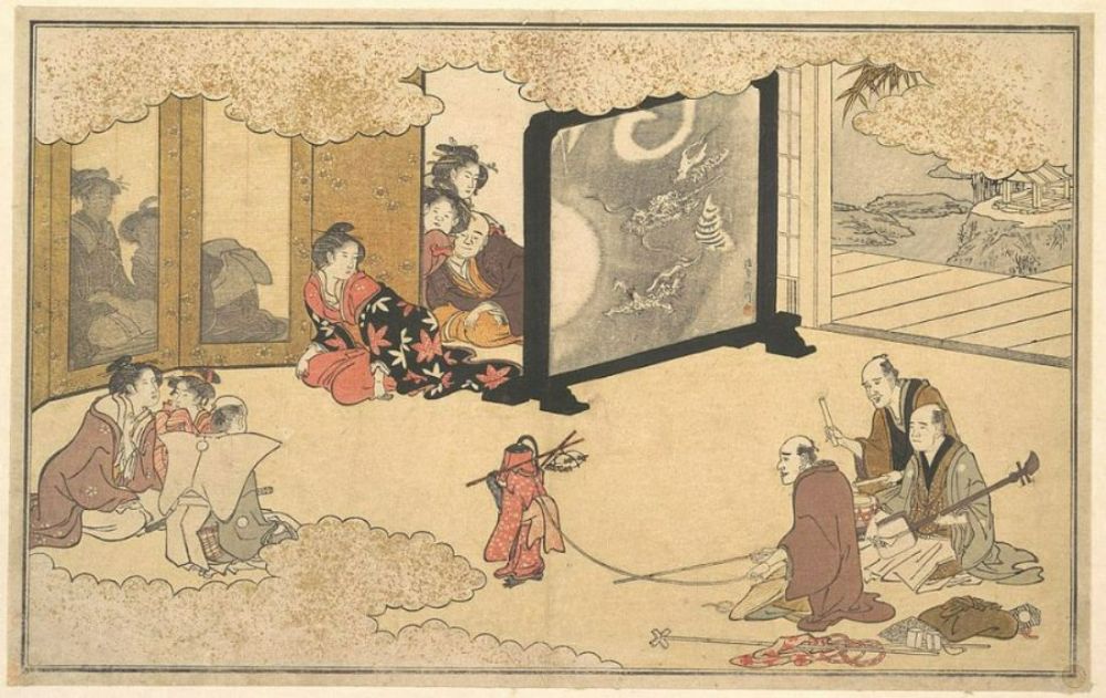 A monkey trainer performing at a noblemans house, c.1788 