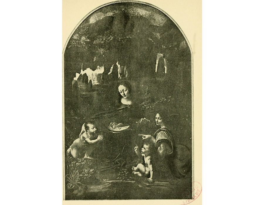 Madonna of the Rocks, Scene Mary with baby Jesus, John the Baptist as a child and an angel 