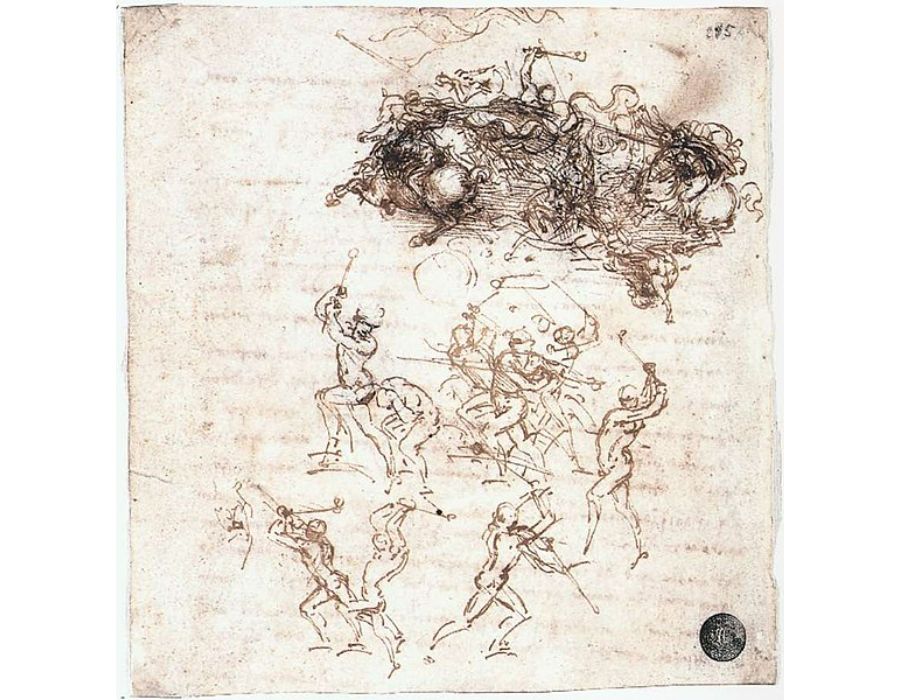 Study of battles on horseback and on foot (2) 1503-04 