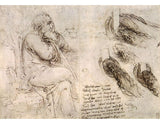 A seated man, and studies and notes on the movement of water artwork preview
