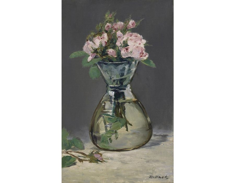 Moss Roses In A Vase 