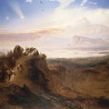 Travellers on a road above a river 1821 Painting by John Martin