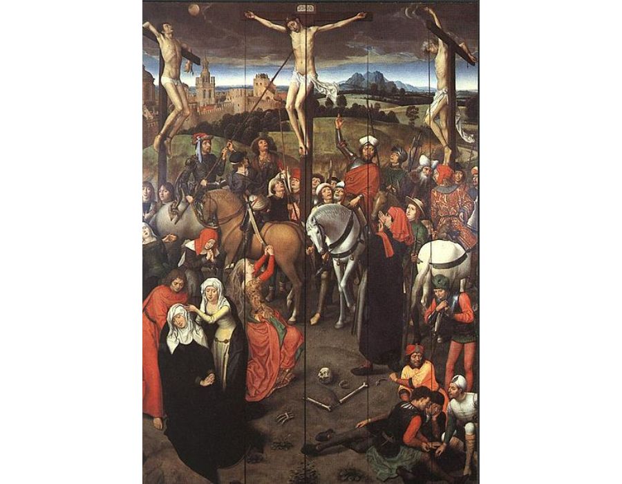 Altar triptych from the Lübeck Cathedral, now in the St. Annen-Museum, middle panel crucifixion 