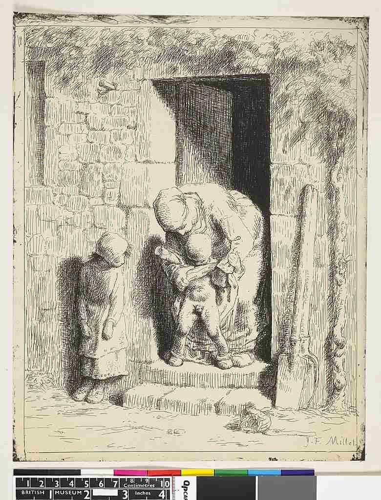 Maternal Care, 1855-57 Painting by Jean-Francois Millet