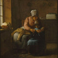 The Knitting Lesson 2 Painting by Jean-Francois Millet