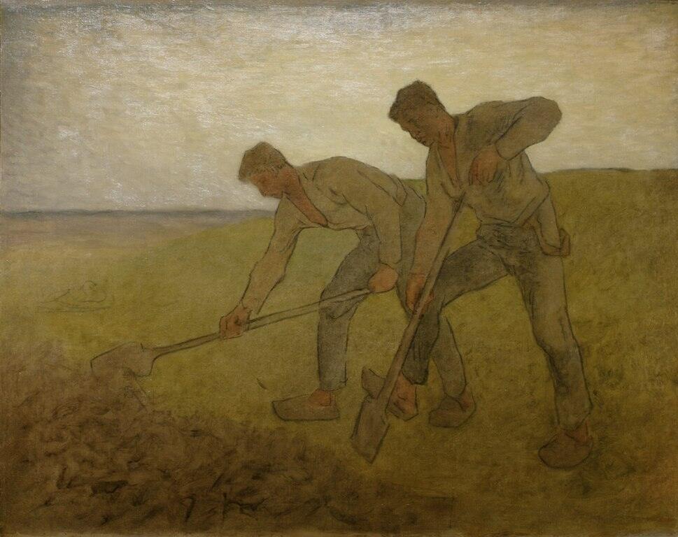 Les Deux Becheurs Painting by Jean-Francois Millet