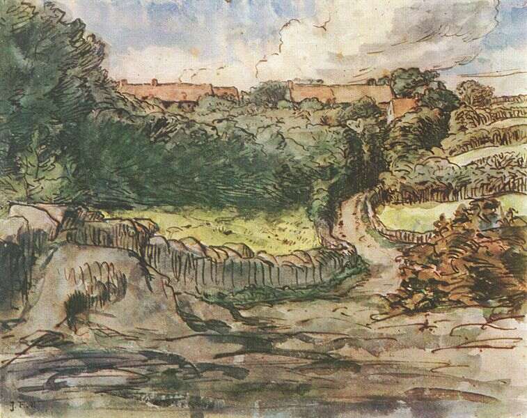 Manor farm Cousin in Greville Painting by Jean-Francois Millet