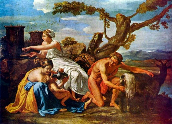 Jupiter as a child of the goat Amalthea nourished 