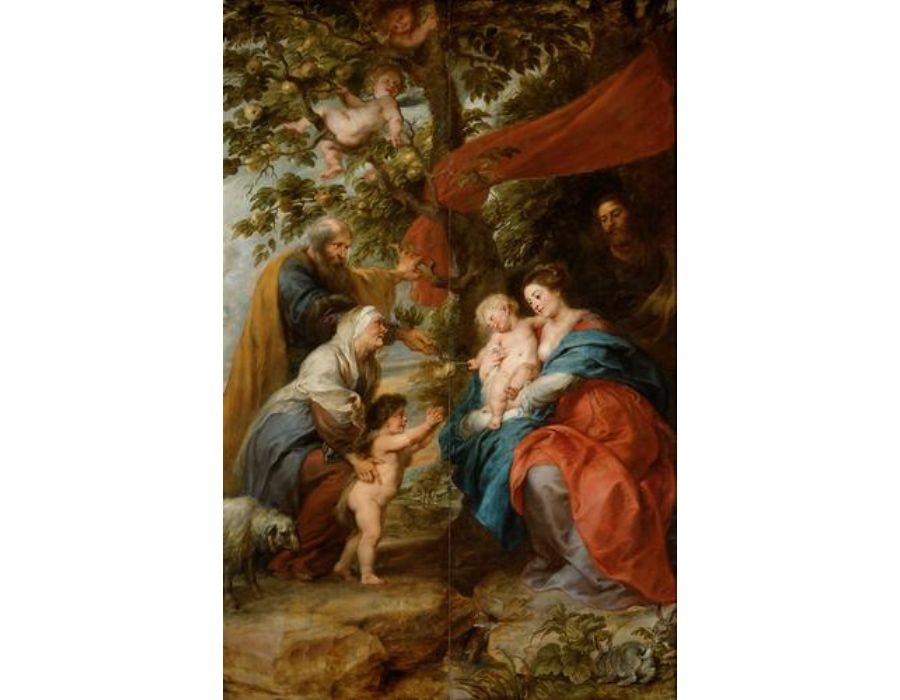The St Ildefonso Altar (Outer Wings) The Holy Family Under The Apple Tree 1630-1632