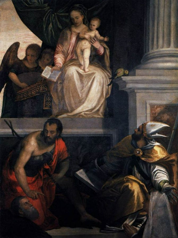 Madonna Enthroned with Child, St John the Baptist, St Louis of Toulouse and Dono 