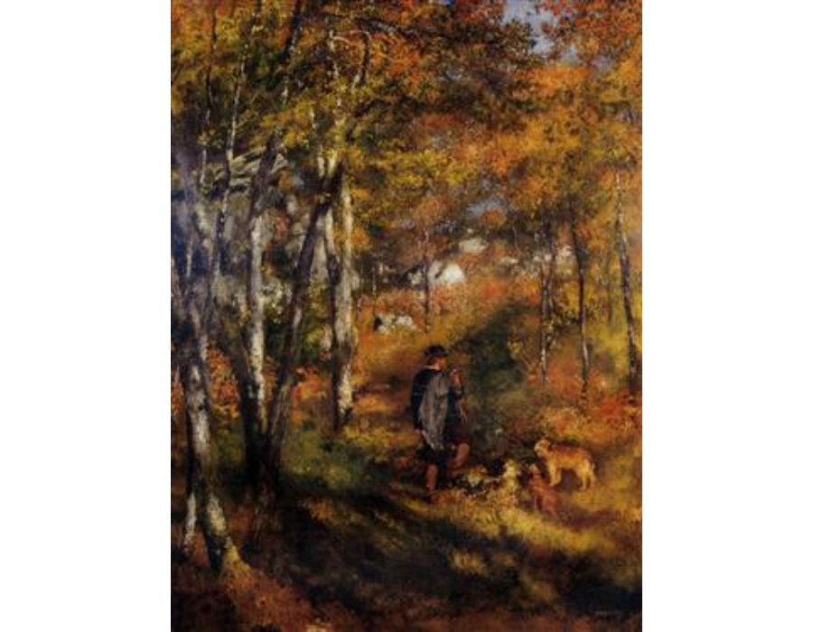 The Painter Jules Le Coeur Walking His Dogs In The Forest Of Fontainebleau Painting