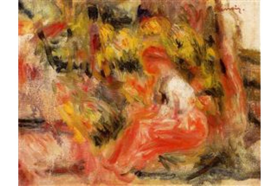 Young Girl Seated In A Garden Painting	Young Girl Seated In A Garden Painting by Pierre Auguste Renoir