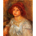 Young Girl Wearing A Red Hat Painting by Pierre Auguste Renoir