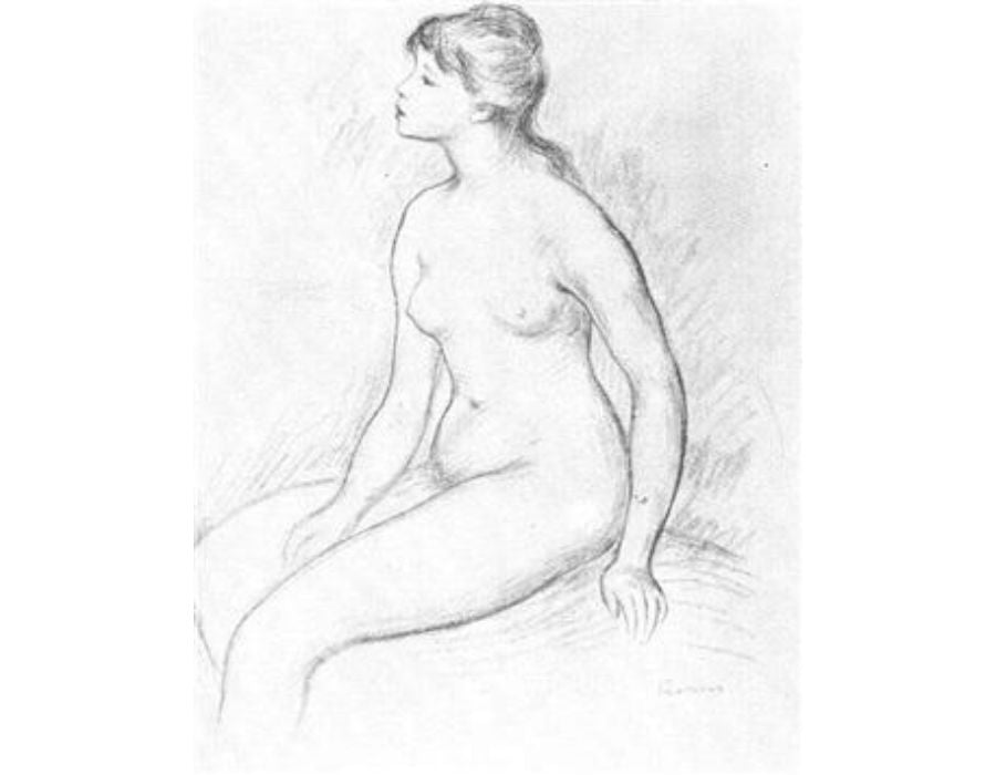 Female Nude Seated Painting by Pierre Auguste Renoir