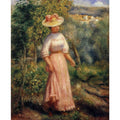 Young Woman In Red In The Fields Painting