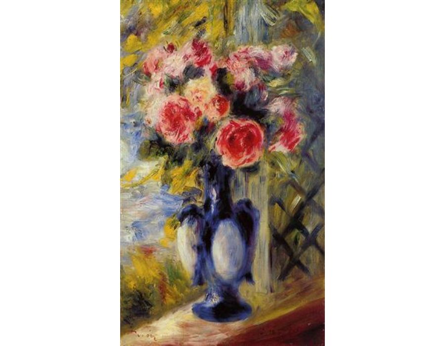 Bouquet Of Roses In A Blue Vase Painting