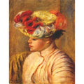 Young woman in a flowered hat by Pierre Auguste Renoir