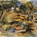 Seated Woman In Blue by Pierre Auguste Renoir