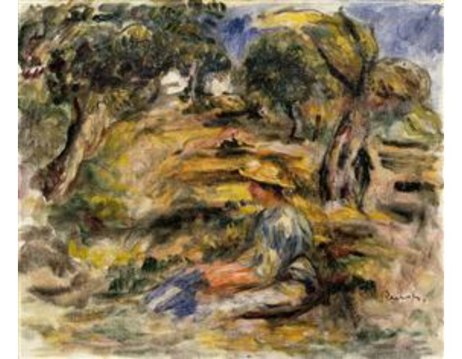 Seated Woman In Blue by Pierre Auguste Renoir