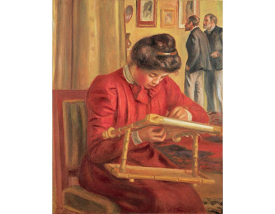 Christine Lerolle Embroidering by Pierre Auguste Renoir