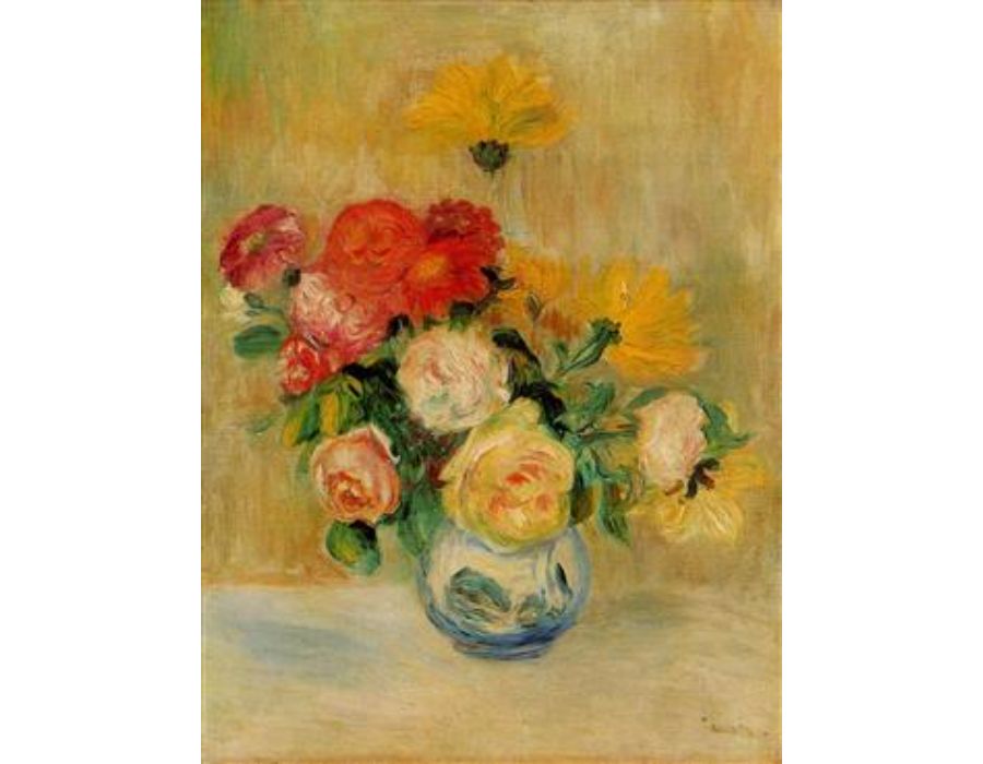 Vase Of Roses And Dahlias5 by Pierre Auguste Renoir