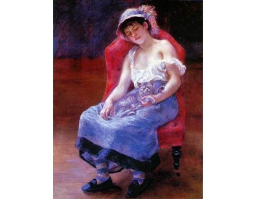 Sleeping Girl (Girl with a Cat) by Pierre Auguste Renoir