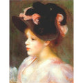 Girl with a pink and black hat by Pierre Auguste Renoir