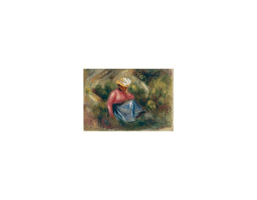 Jeune Femme Assise Avec Chapeau by Pierre Auguste Renoir