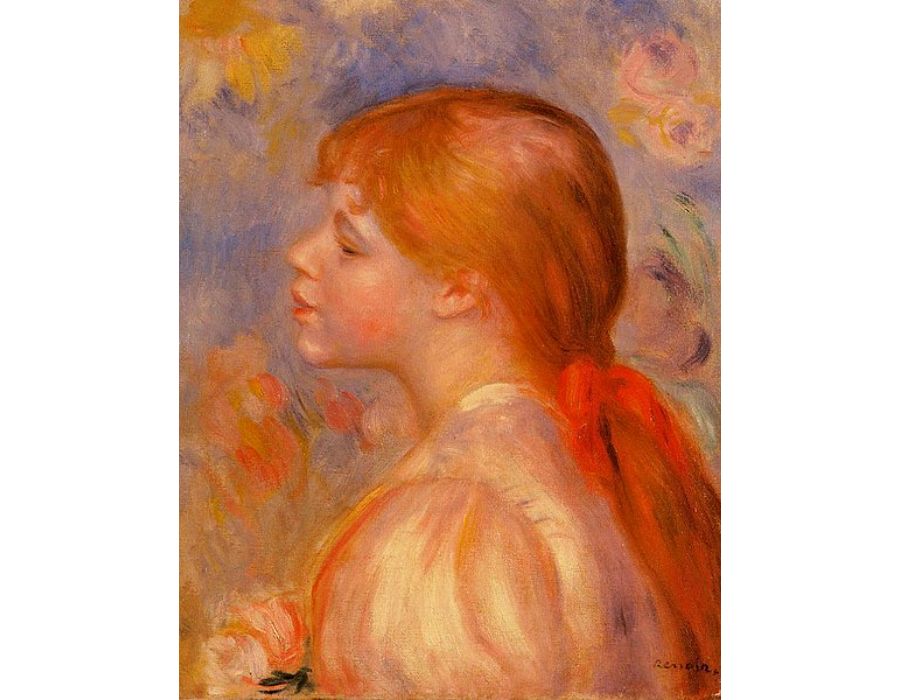 Girl with a Red Hair Ribbon by Pierre Auguste Renoir