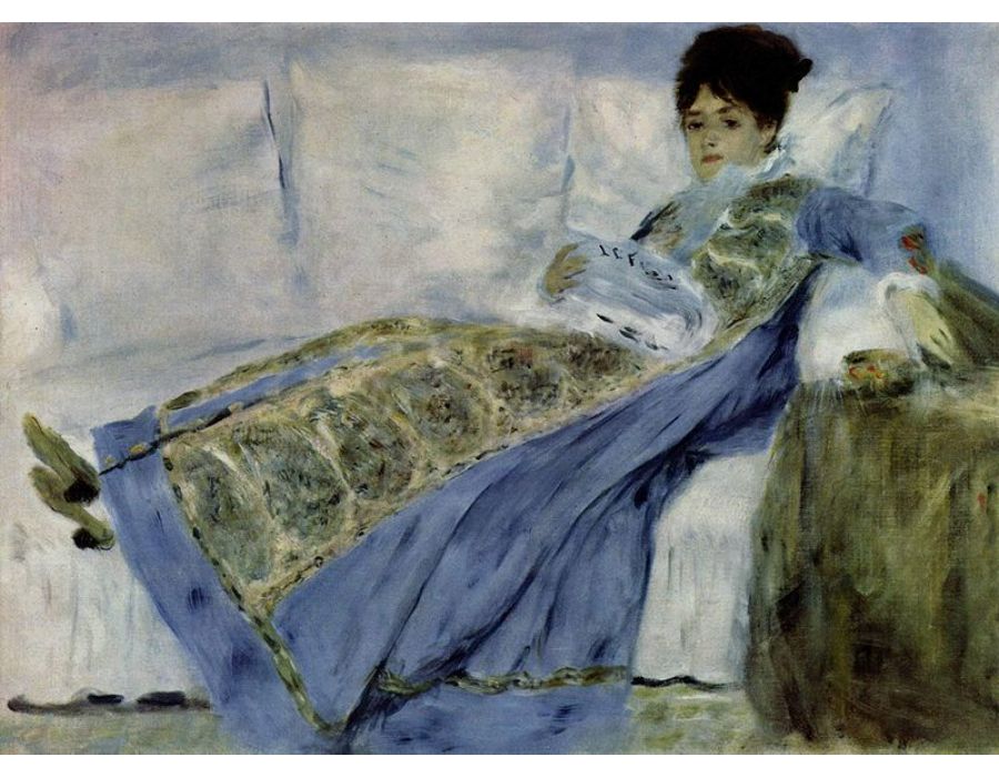 Madame Monet On A Sofa by Pierre Auguste Renoir