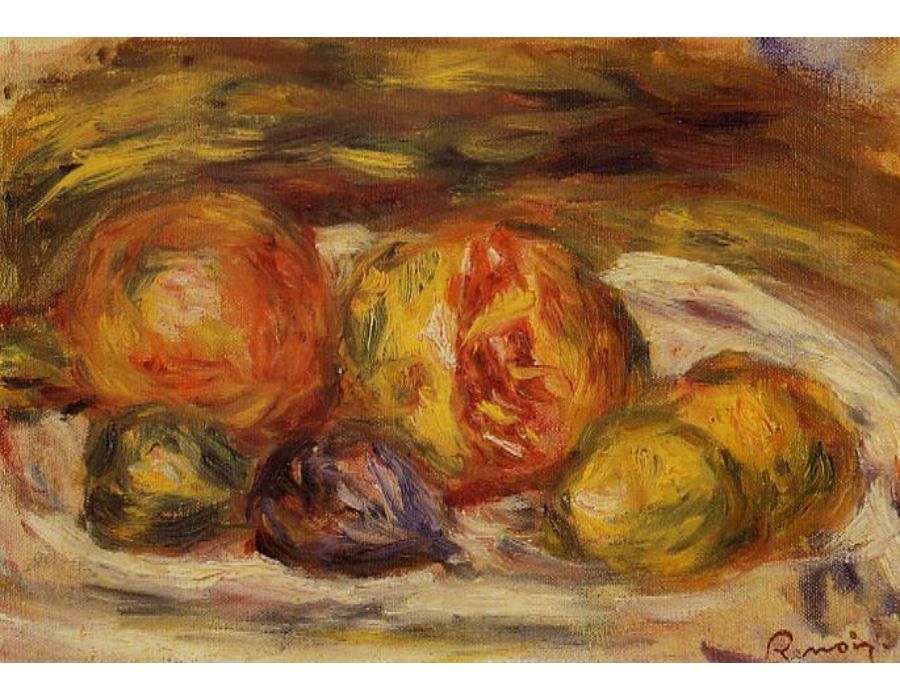 Still Life Pomegranate Figs And Apples by Pierre Auguste Renoir